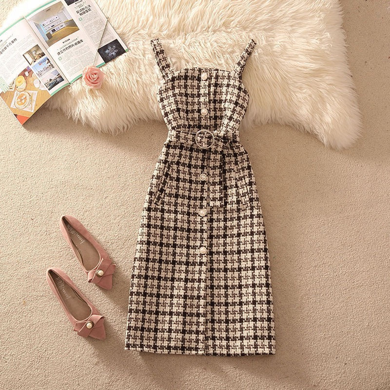 Pankh Erico Tweed Elegant Dress with Knit Top