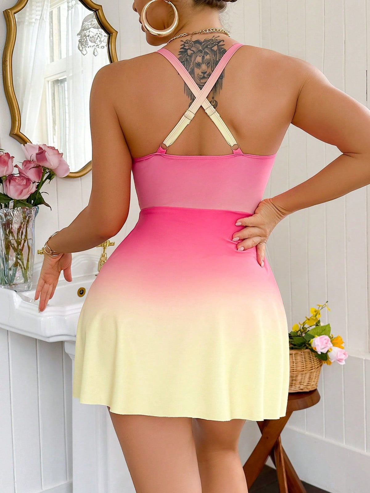 Pankh Anisto Ombre V-Neck Dress Style Modest Swimsuit