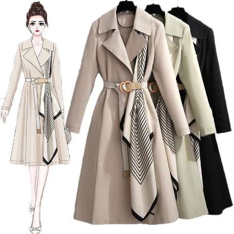 Pankh Finip Designer Trench Overcoat With Scarf