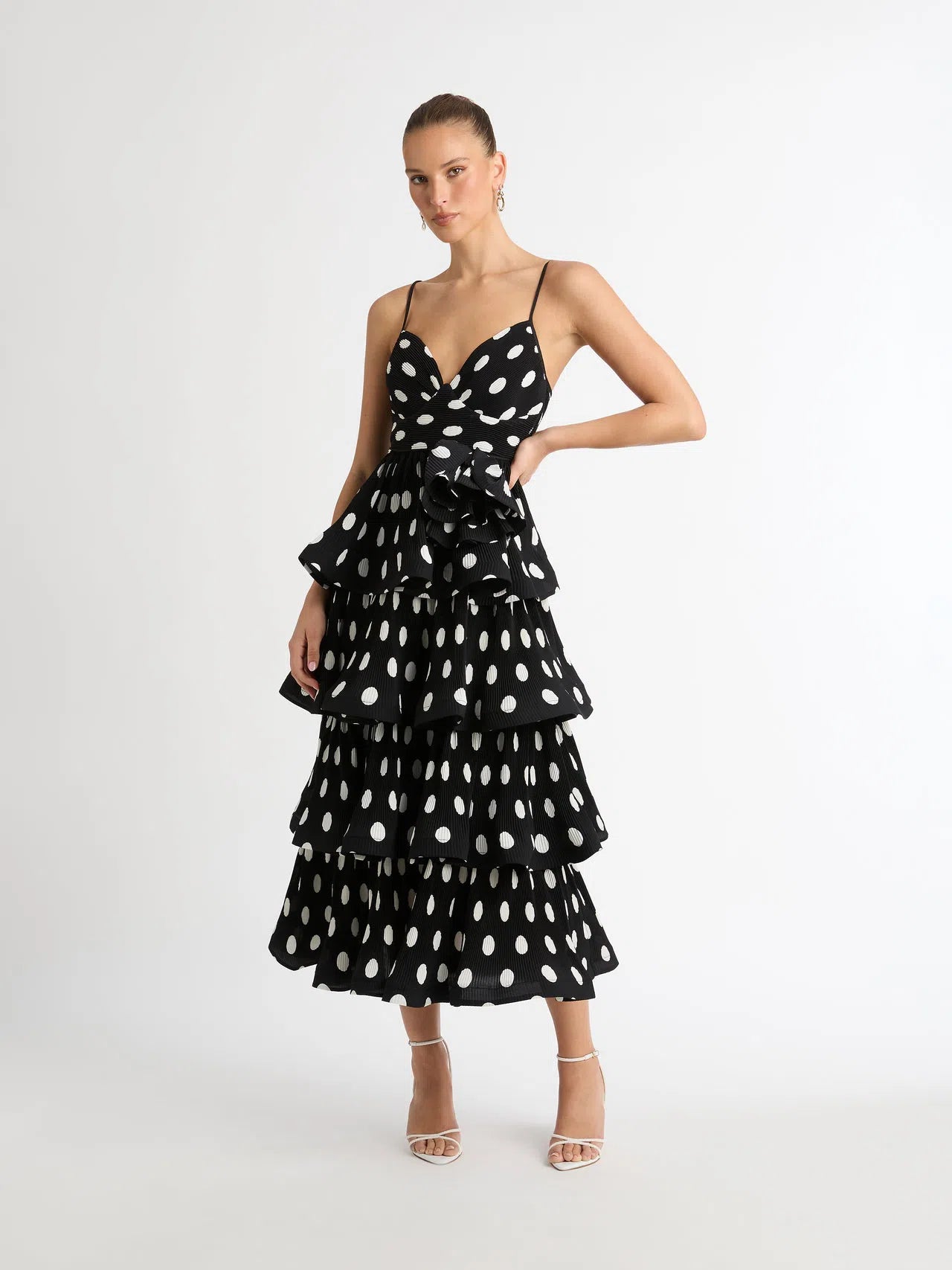 Pankh Orrie Polka Dot Ruffle Maxi Dress