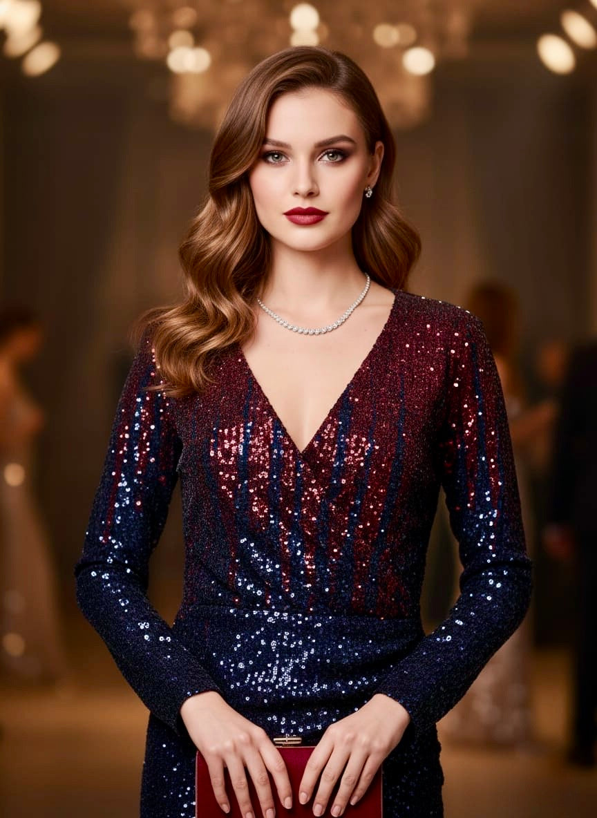 Pankh Imish Dual Shade Sequin Party Wear Formal Dress