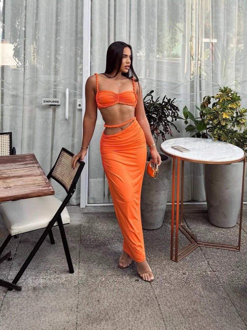 Pankh Eira Ruched Cami Top And Skirt Coord Set
