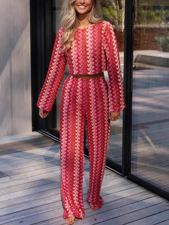 Pankh Odil Crochet Crop Top & Pants Resort Wear Coord Set