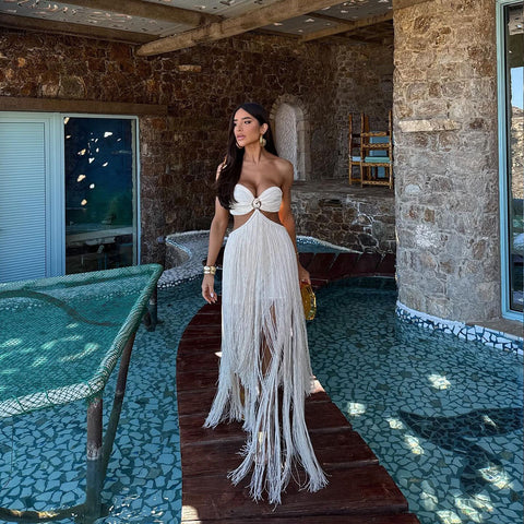 Pankh Zyndya Tassel Resort Holiday Wear MIDI Dress