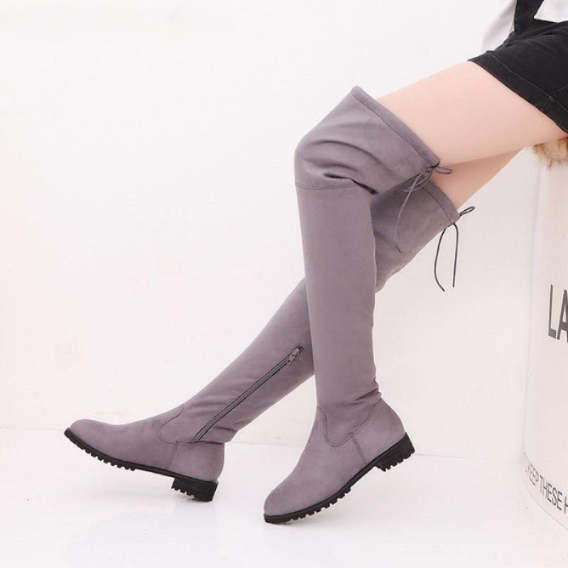 Pankh Carat Flat Sole Suede Knee High Boots