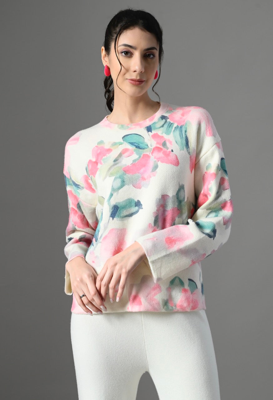 Pankh Elmo Floral Print Luxe Wool Coord Set