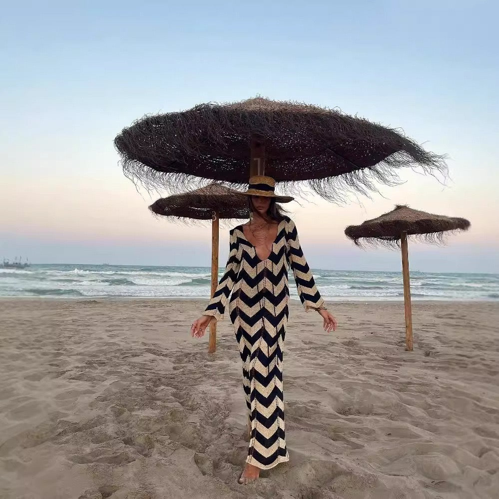 Pankh Hojin Azetic Pattern Crochet Cover Up Resort Dress