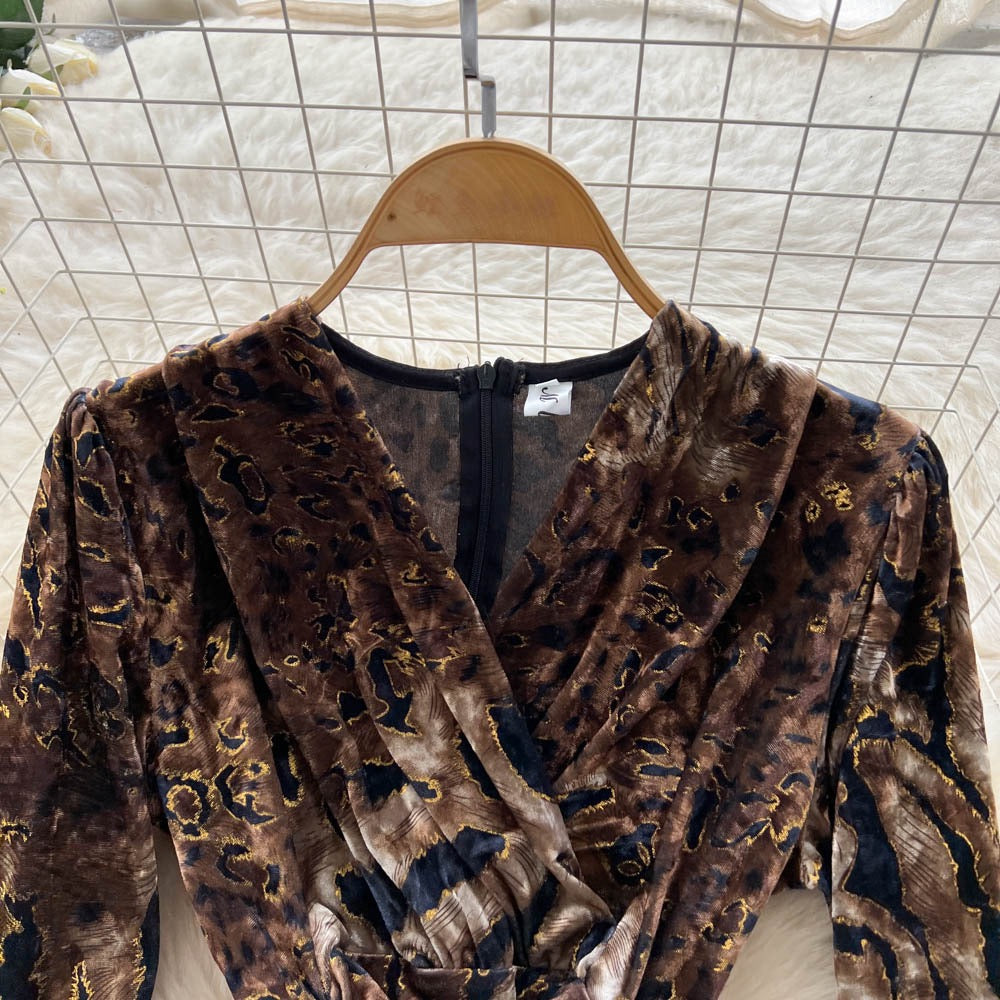 Pankh Tigeress Shimmer Flocking Velvet Party Wear Dress