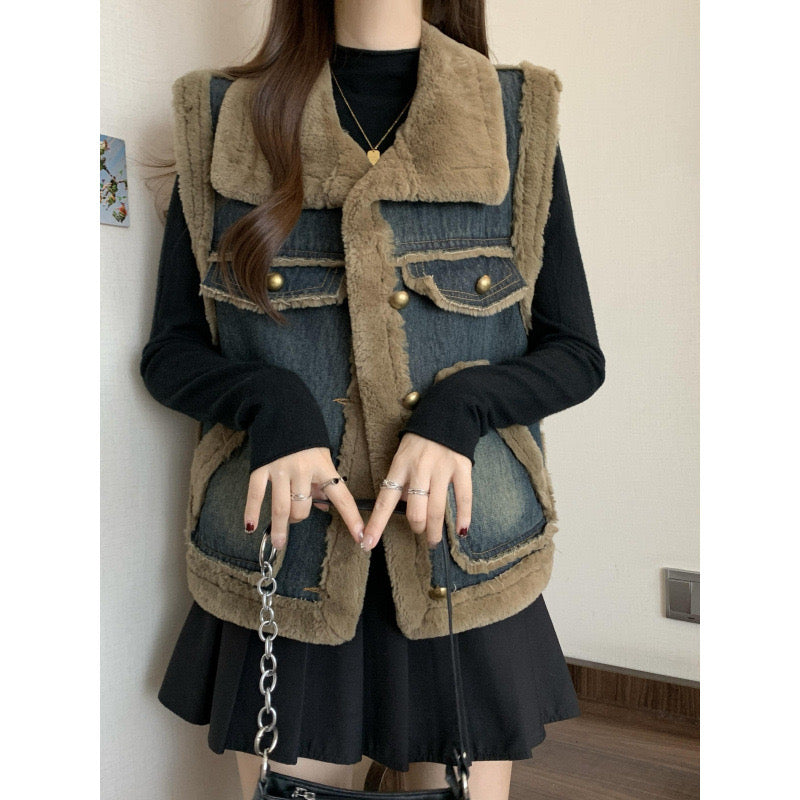 Pankh Ikaar Denim and Teddy Fur Jacket