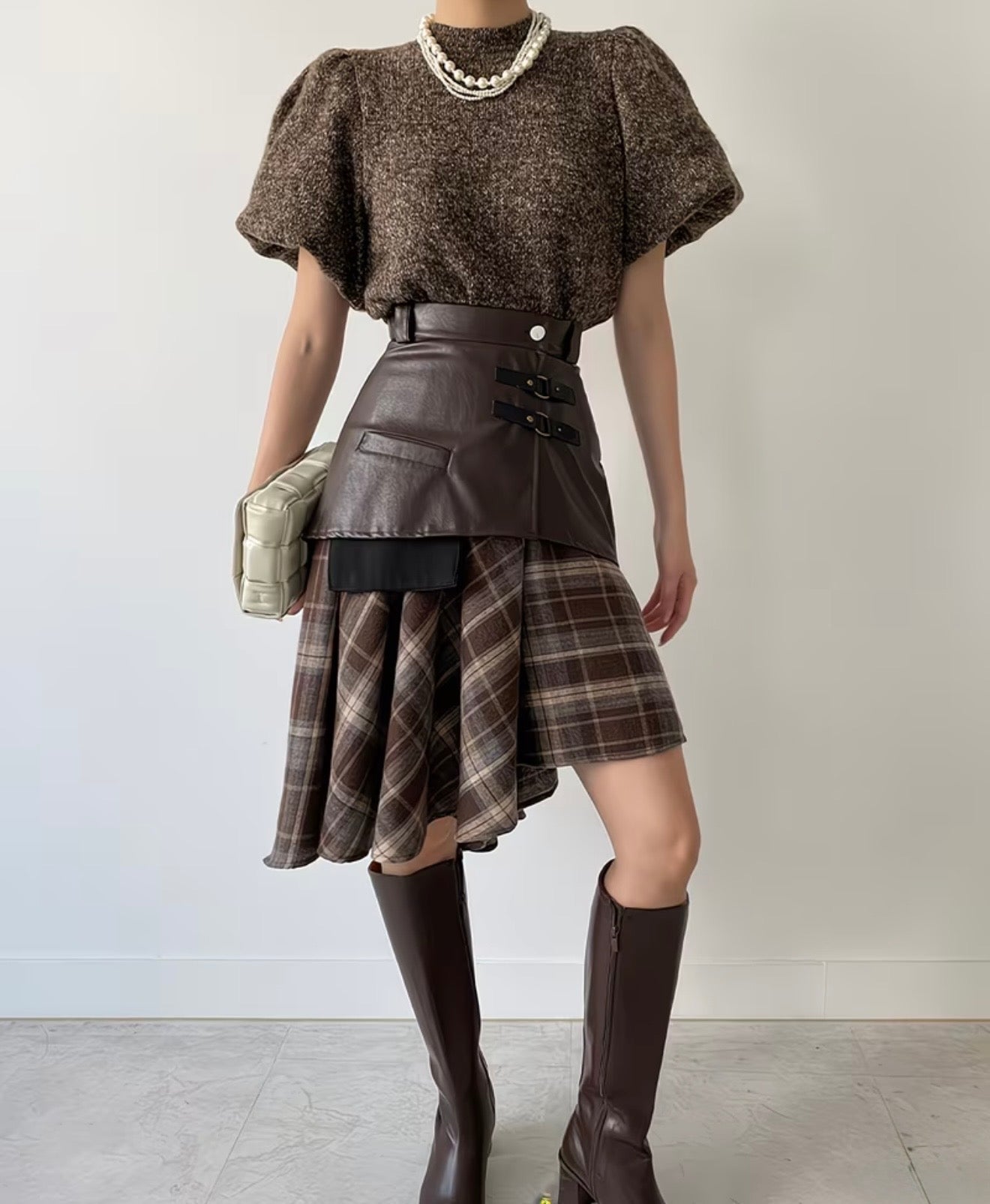 Pankh Reese Plaid Gingham Mid length Two Piece Skirt