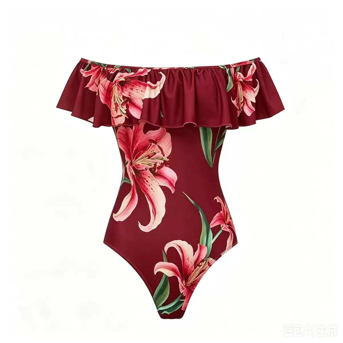 Liyasa Off Shoulder Monokini & Ruffle Skirt Wrap-around Set