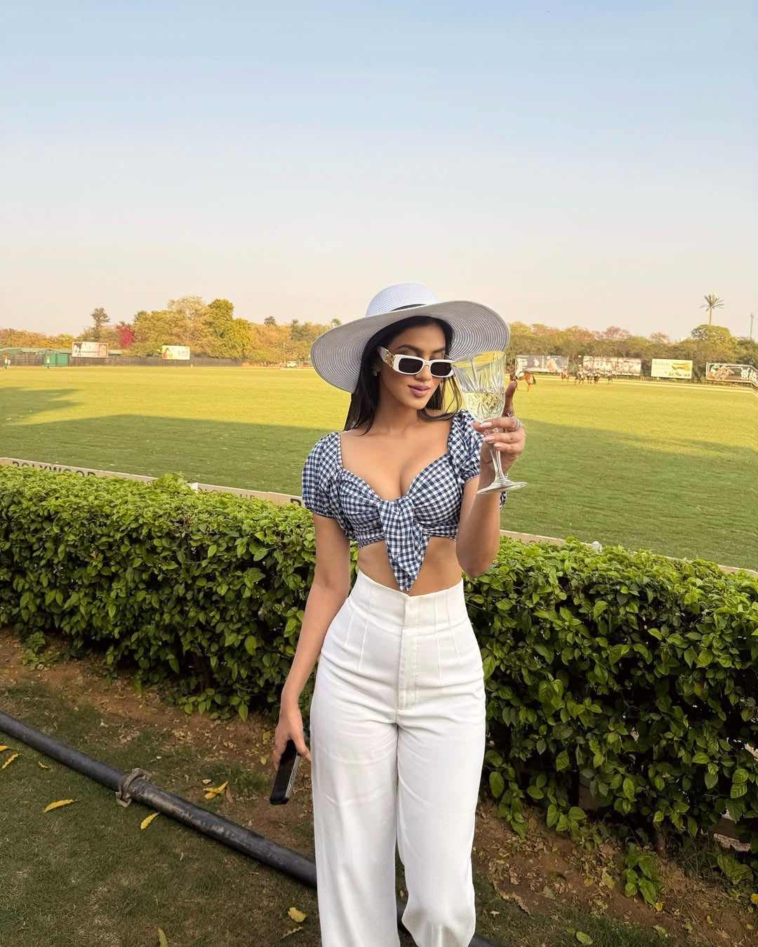 Pankh Ozo Gingham Crop Cotton Top