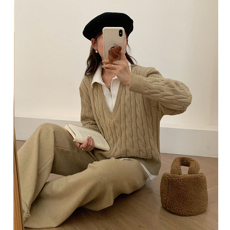 Pankh Lamode Luxe Zipper Woolen Top and Pant Coord Set