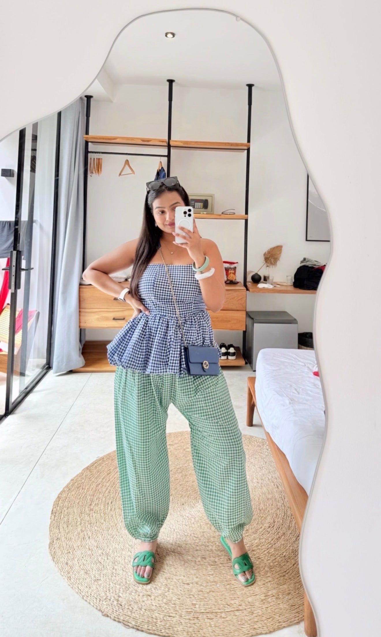 Pankh Foxy Gingham Tube Top and Balloon Pant Coord Set