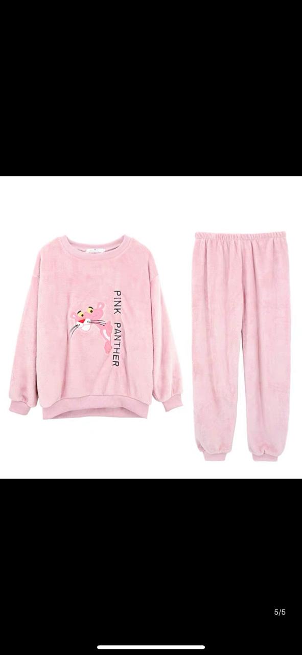 Pankh Pink Panther Cute Fleece Wool PJ / Night Suit Set