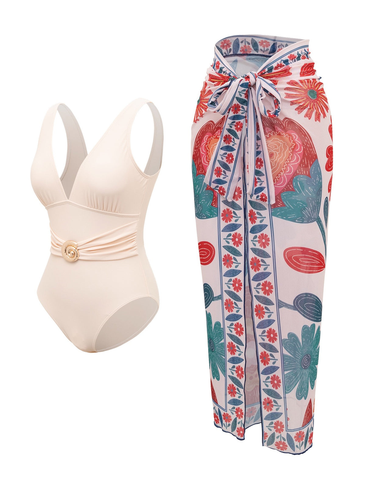 Jarvin Padded Monokini & Tie-up Cover Up Set