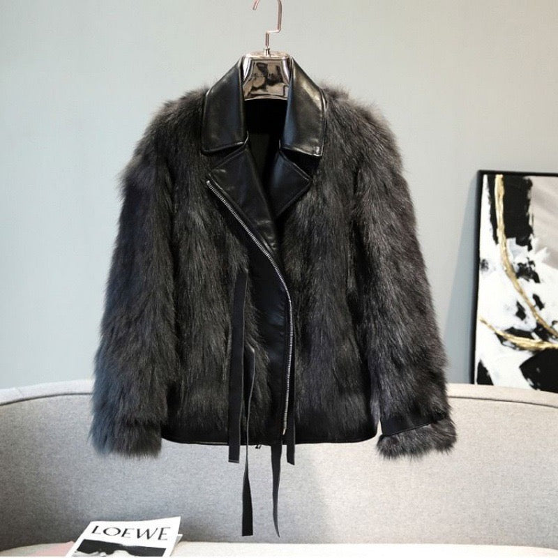 Nikon PU Leather & Fur Jacket