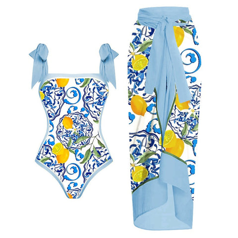 Pankh Lemonze Padded Monokini & Sarong Set