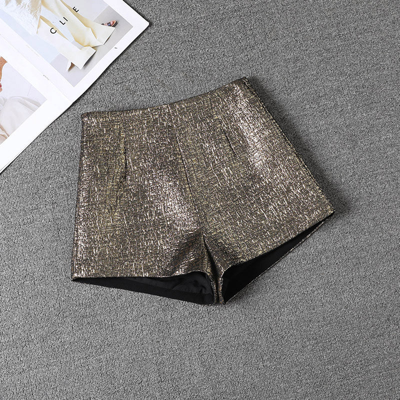 Pankh Lutara Jacquard Shimmer High Waist Party Wear Shorts