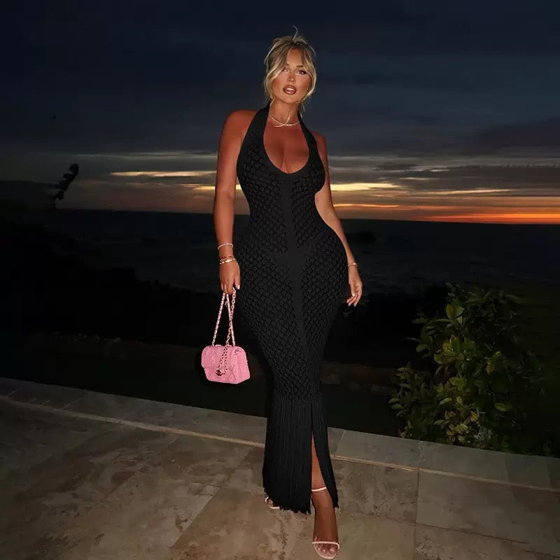 Pankh Resty Crochet Resort Wear Tassel Maxi Dress