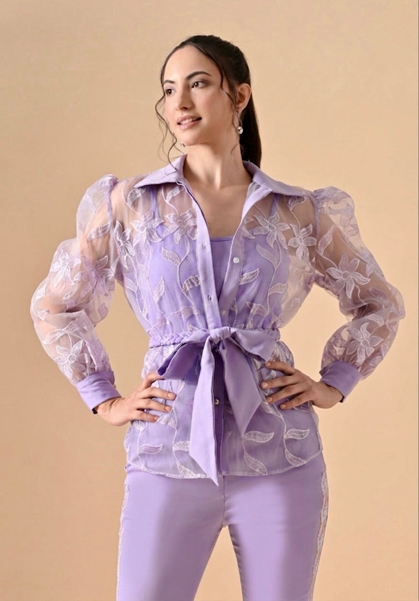 Pankh Lumia Embroidered Shirt And Pant Coord Set
