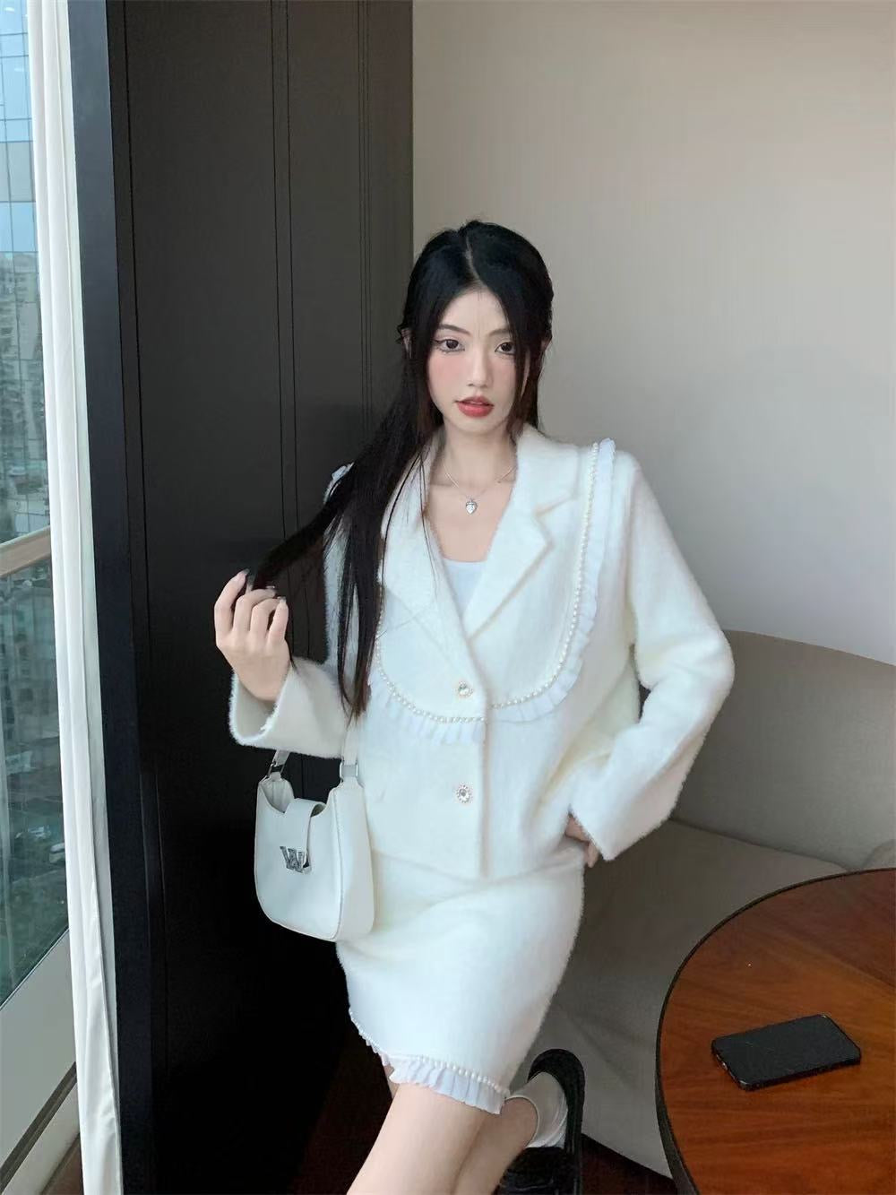 Pankh Bianca Pearl Detailing Soft Wool Coord Set