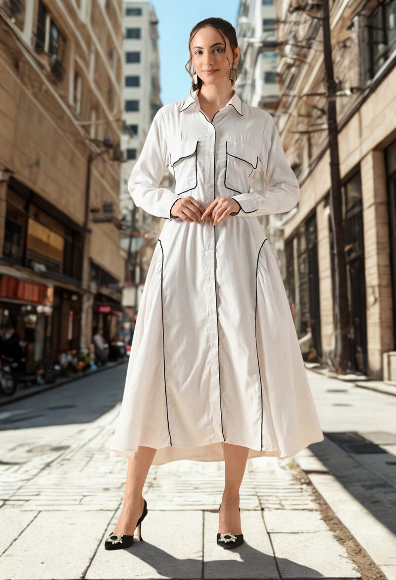 Pankh Siara Cotton Collared Front Opened Shirt Dress