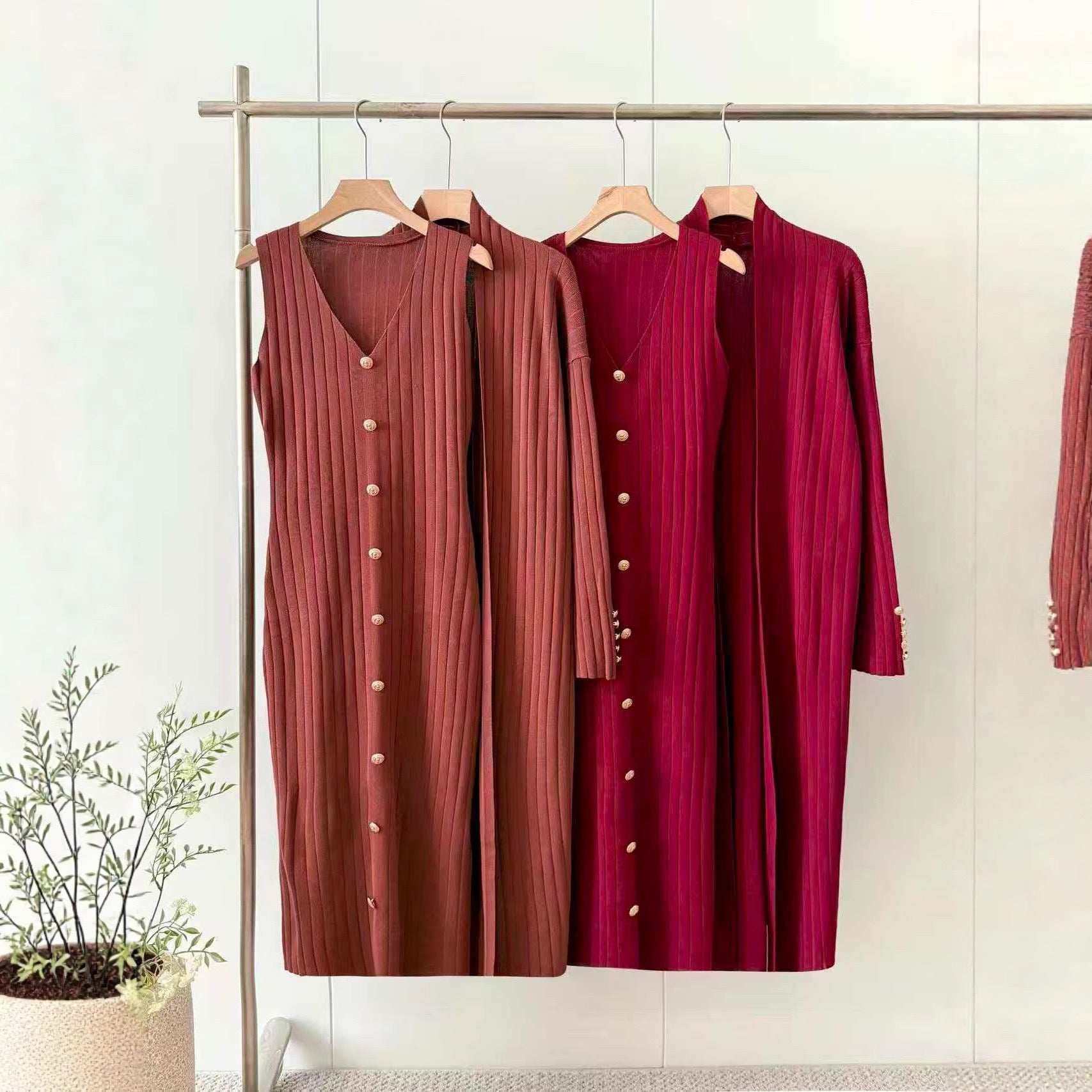 Pankh Clad Knit Wool Elegant Long Winter Dress with Jacket