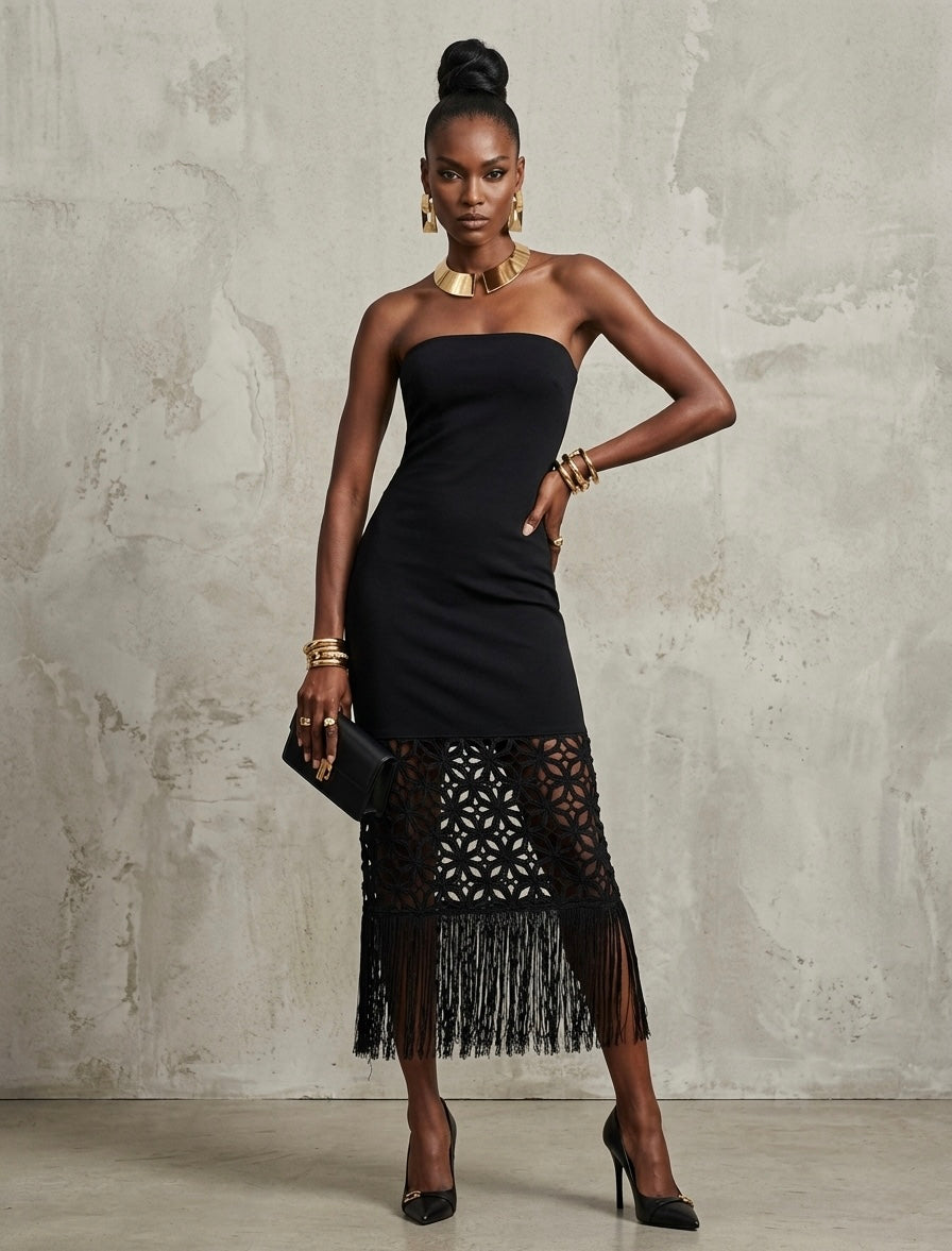 Pankh Afiq Elegant Tassel Tube Dress
