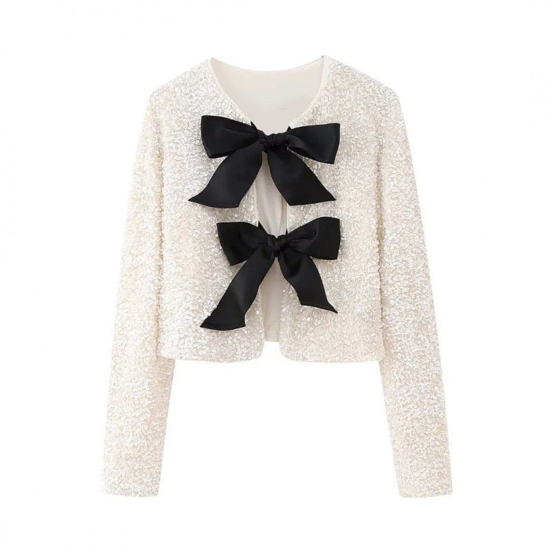 Pankh Claddie Bow Tie Up Sequin Top