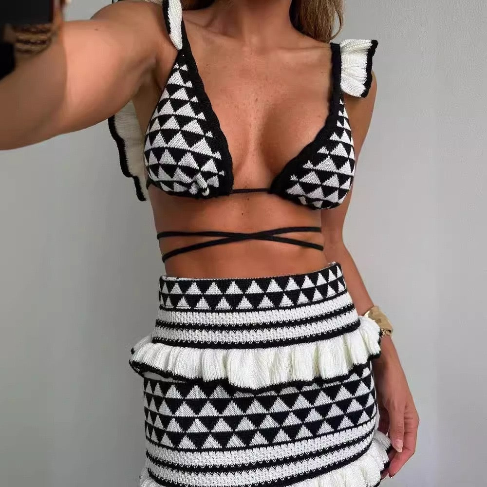 Pankh Asago Crochet Crop Top & Skirt Set