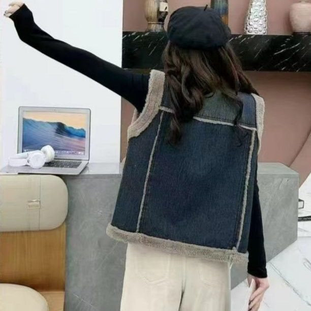 Pankh Koyu Denim and Teddy Fur Jacket