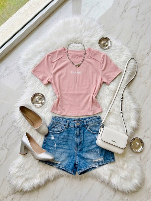 Pankh Hilton Crop Tee With Detachable Chain T-shirt