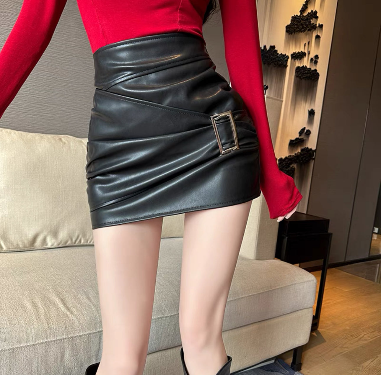 Pankh Betty High Fashion Pu Leather Mini Skirt