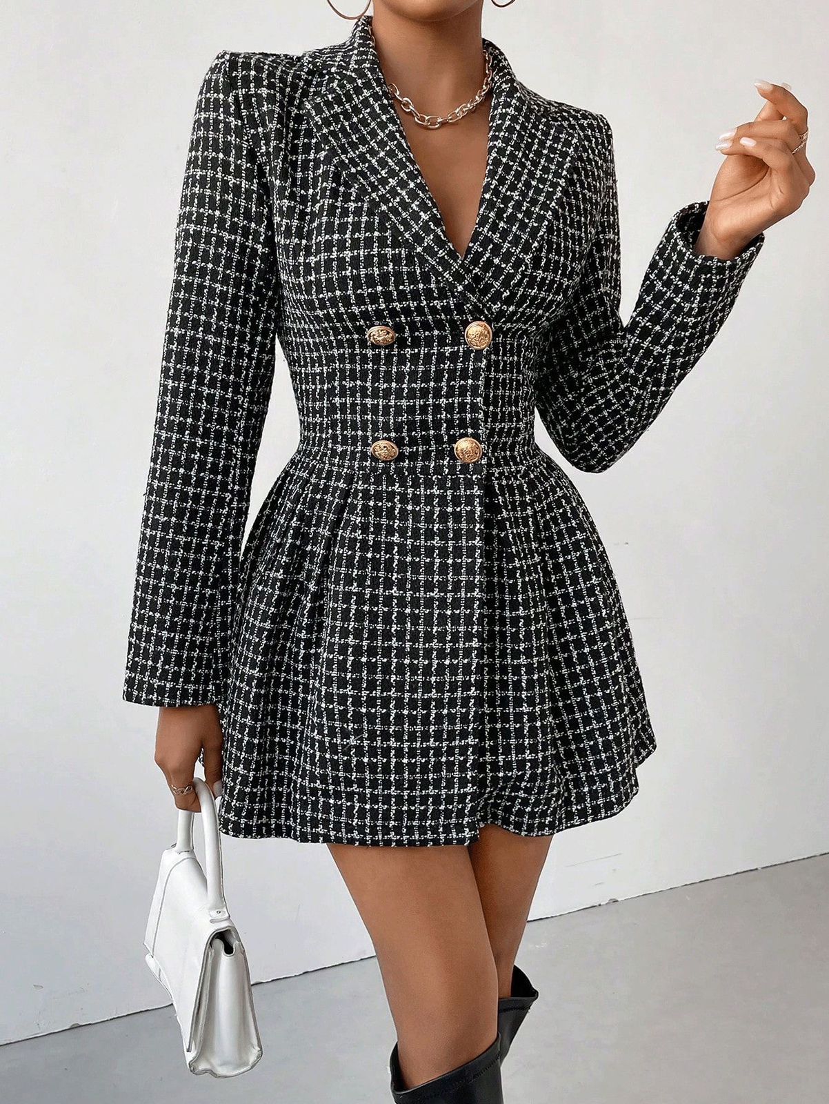 Pankh Zehna Tweed Print Blazer Dress