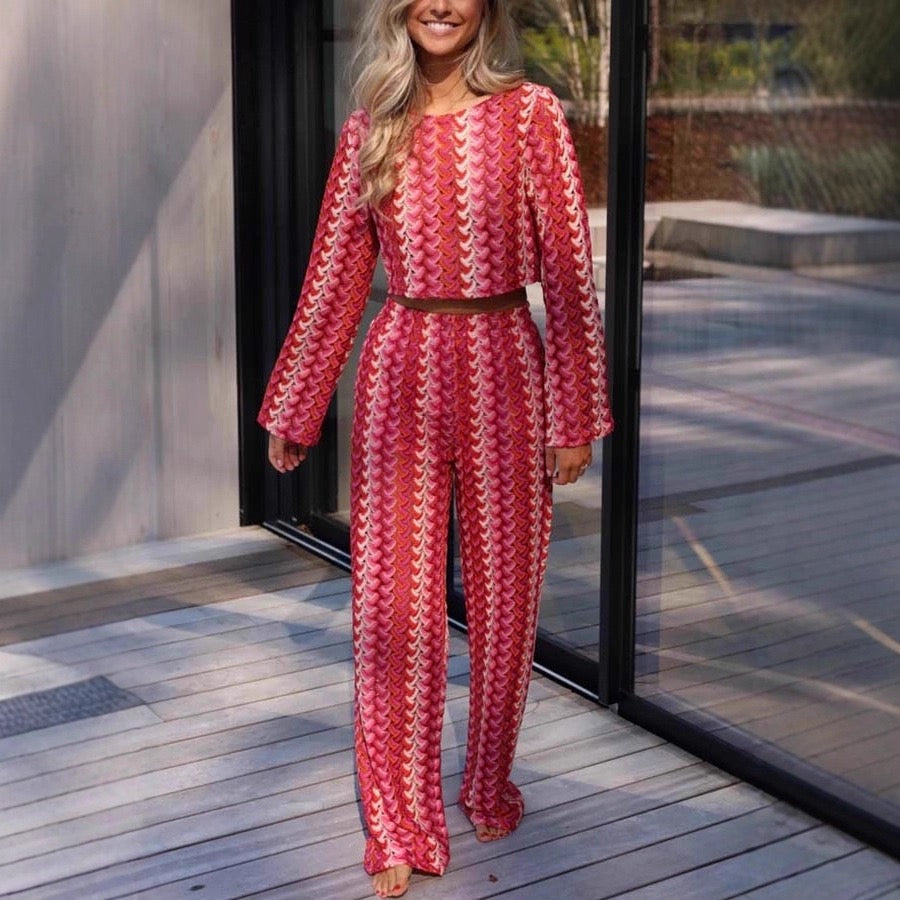 Pankh Odil Crochet Crop Top & Pants Resort Wear Coord Set