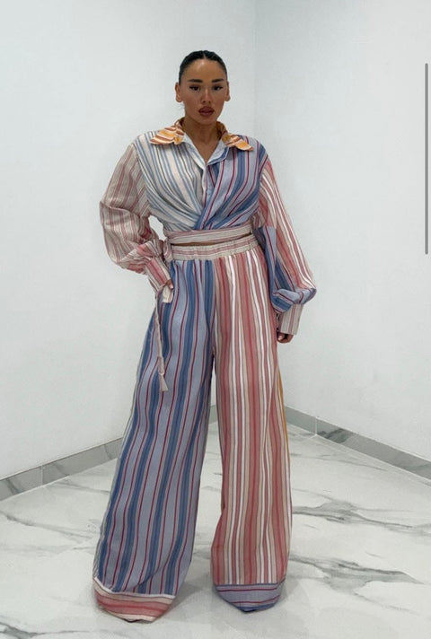 Pankh Qurie Abstract Stripe Summer Coord Set