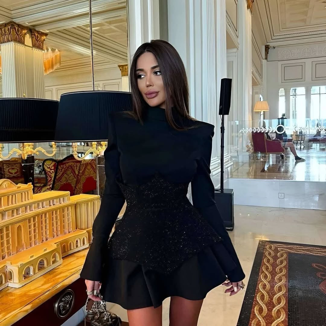 Pankh Clair Satin Dress and Shimmer Corset Belt