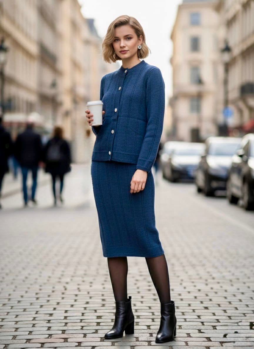 Pankh Tisca Woolen Top and Skirt Coord Set