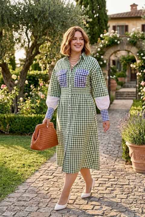 Pankh Island Gingham Shirt Maxi Dress