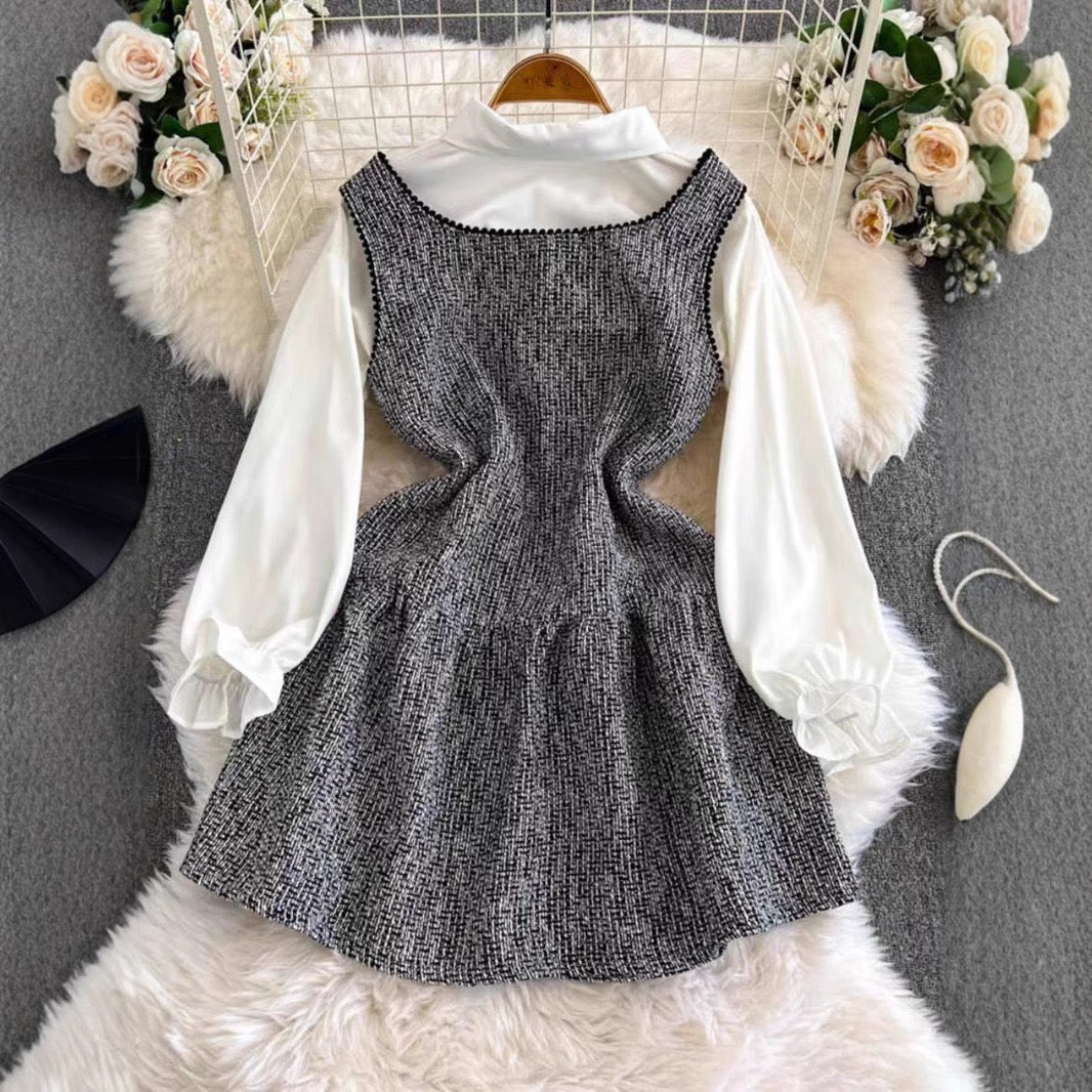 Pankh Arrie Tweed Shift Dress with Shirt Set