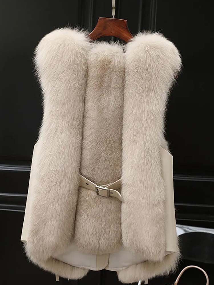 Pankh Rudy Fur and Leather Sleeveless Formal Jacket