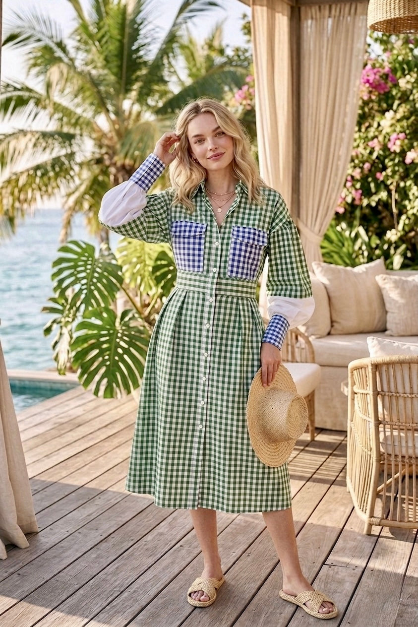 Pankh Island Gingham Shirt Dress