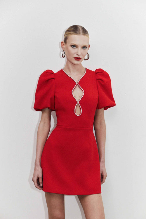 Pankh Annie High Fashion Party Satin Dress With Stone Neckline