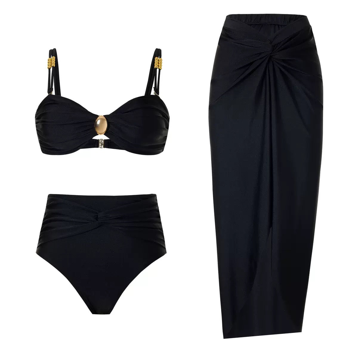 Pankh Kitsu High Waist Bikini and Coverup Skirt Set