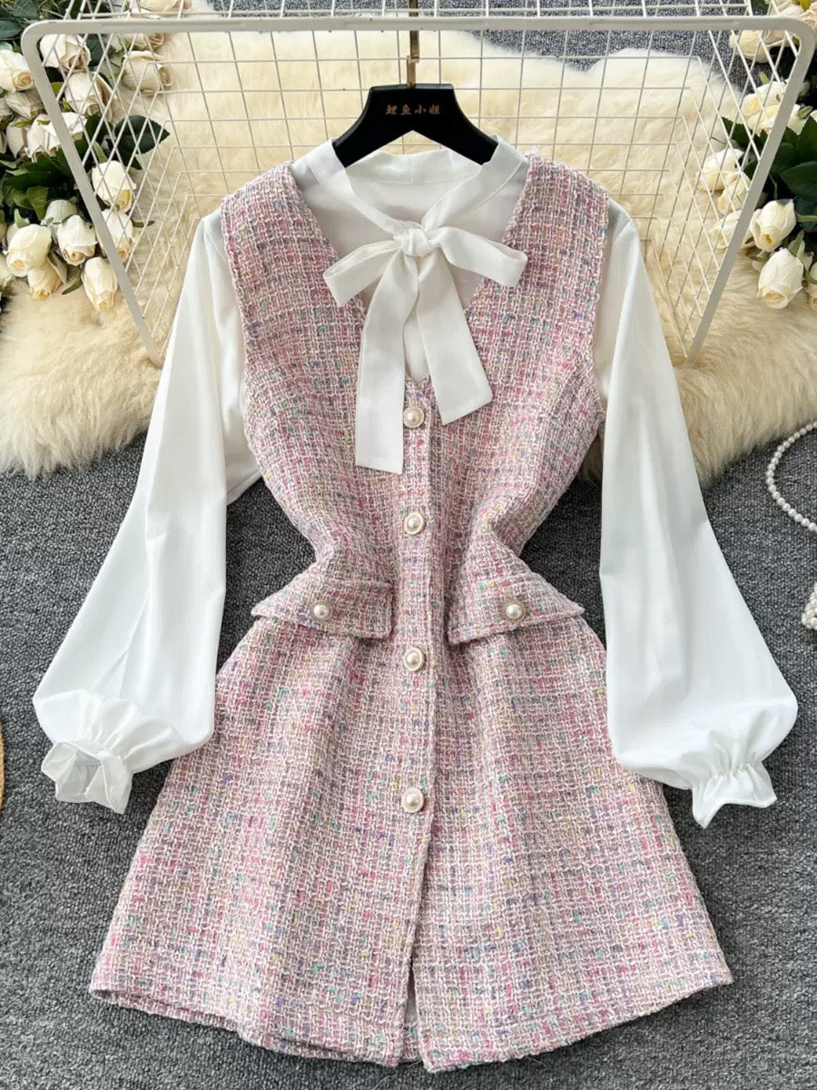 Pankh Siya Elegant Tweed Dress with Shirt Set