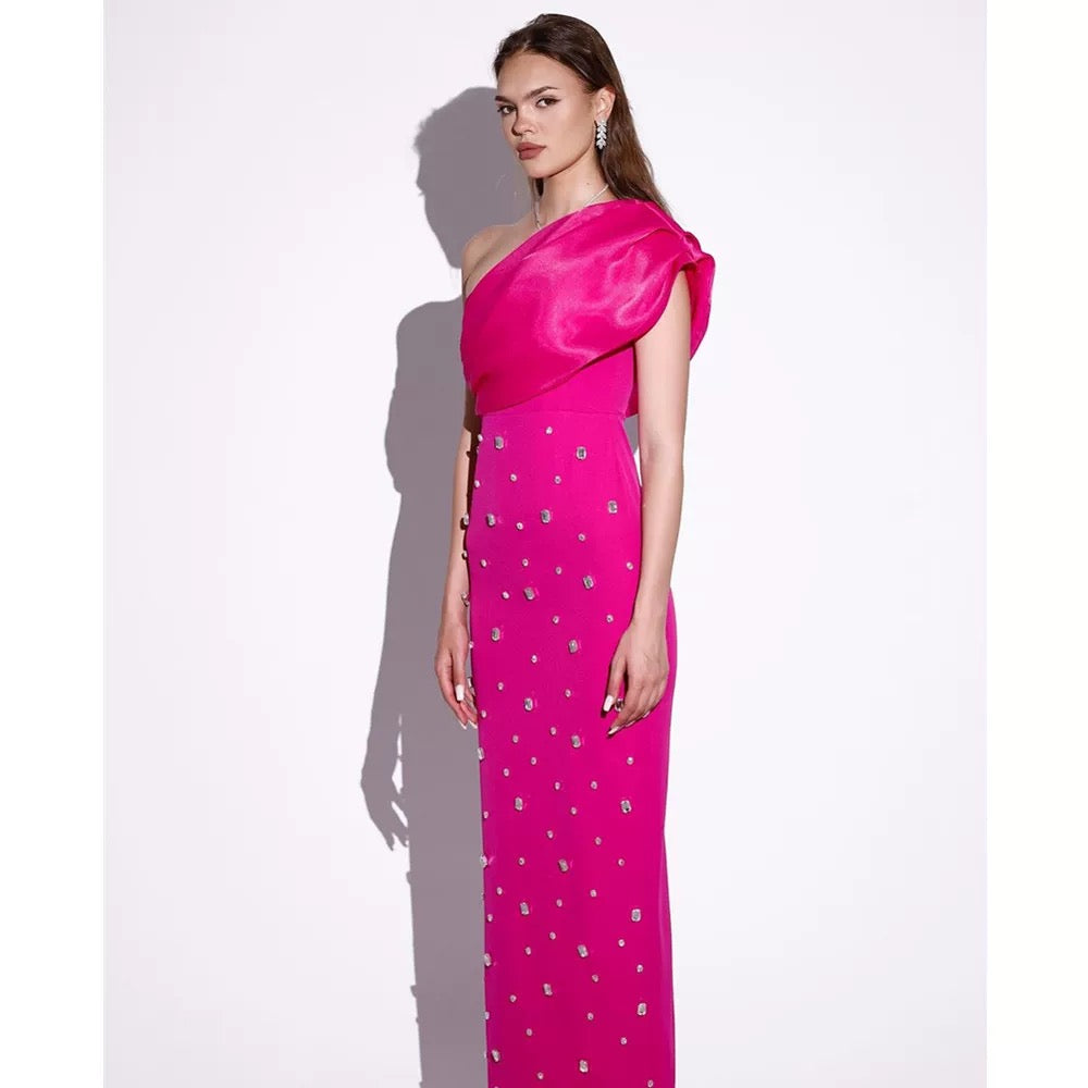 Pankh Kloe Stone Embellished Stone Work One Off Shoulder Maxi Dress