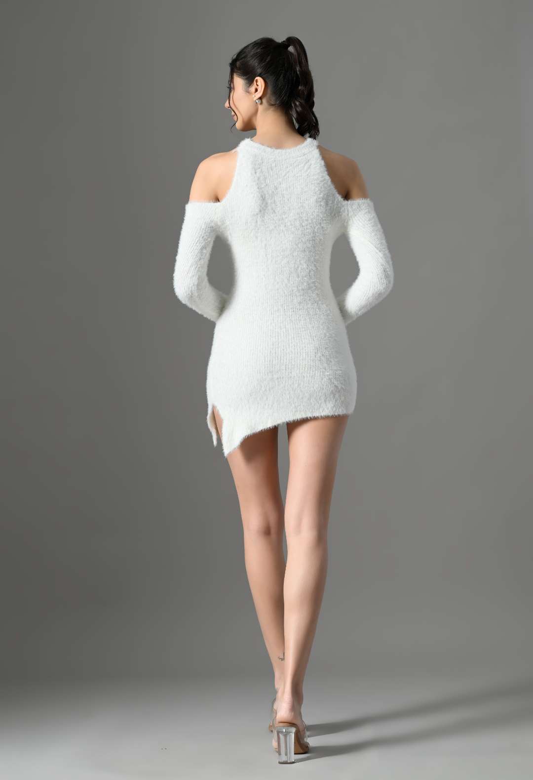 Pankh Ballet Soft Wool Mini Dress with Embellished Pearl Collar