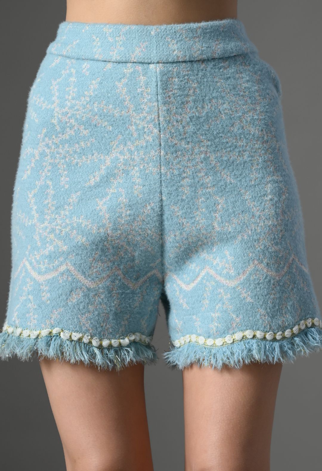 Pankh Azure Sky Blue Tweed Shorts Set