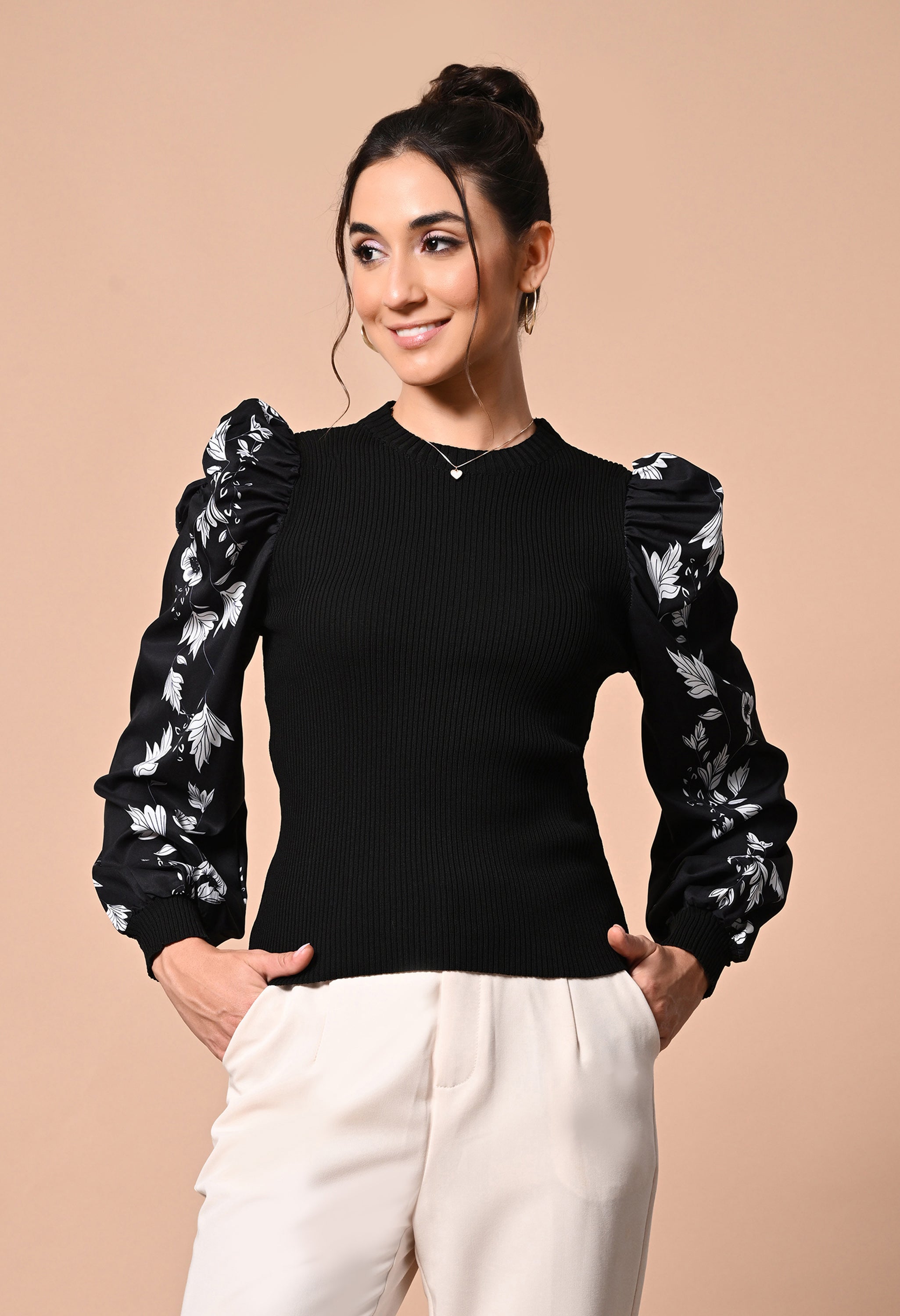 Pankh Floral Drama On Sleeve Blouse